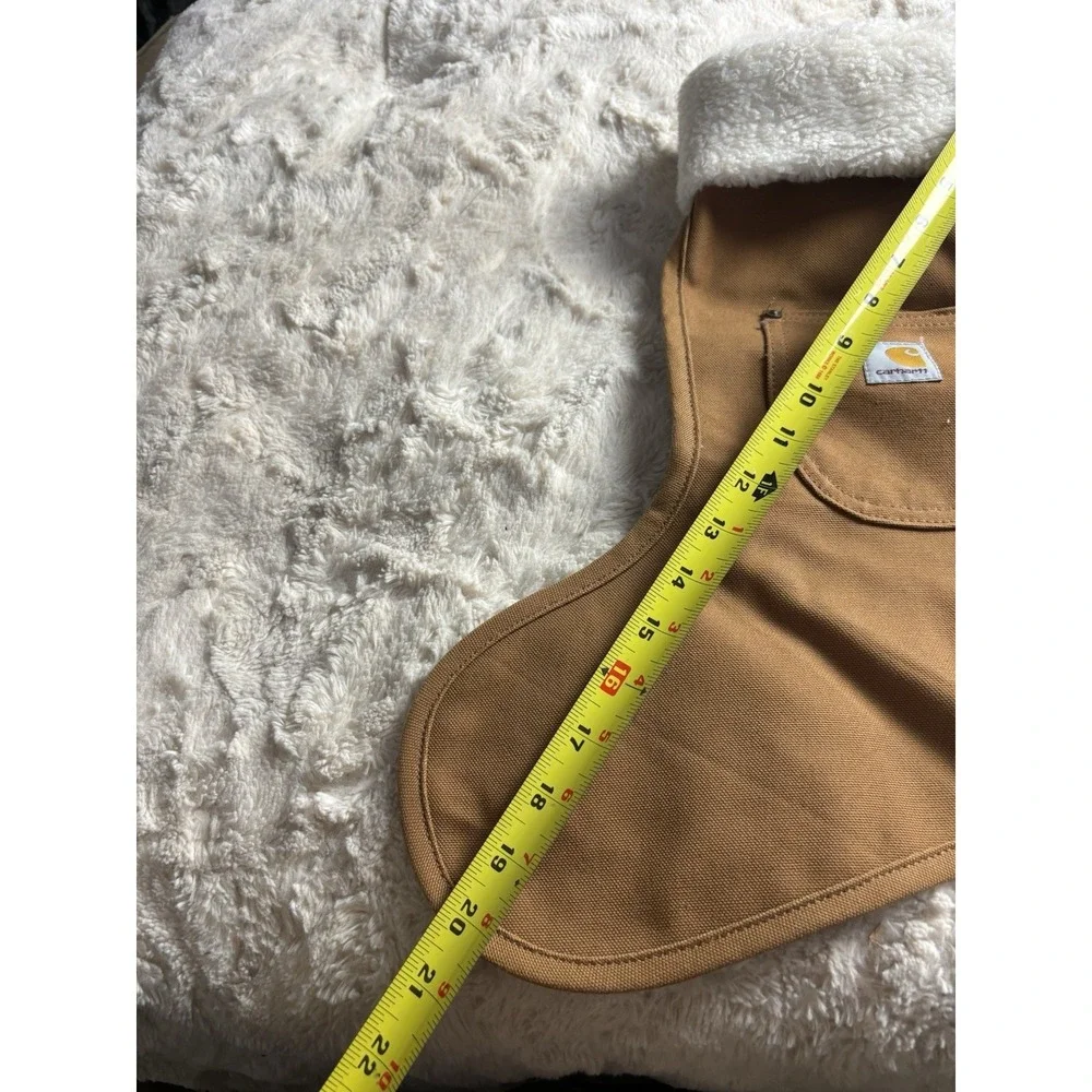 CARHARTT Christmas Stocking Brown Duck Canvas White Sherpa Cuff‎ Man Gift NWOT